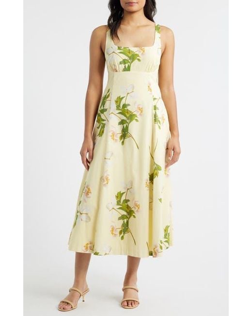 Julia Jordan Women's Yellow Floral Square Neck Cotton Dress
