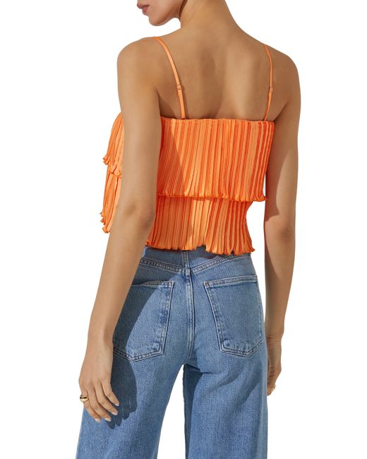 Astr Orange Pleated Tiered Convertible Camisole