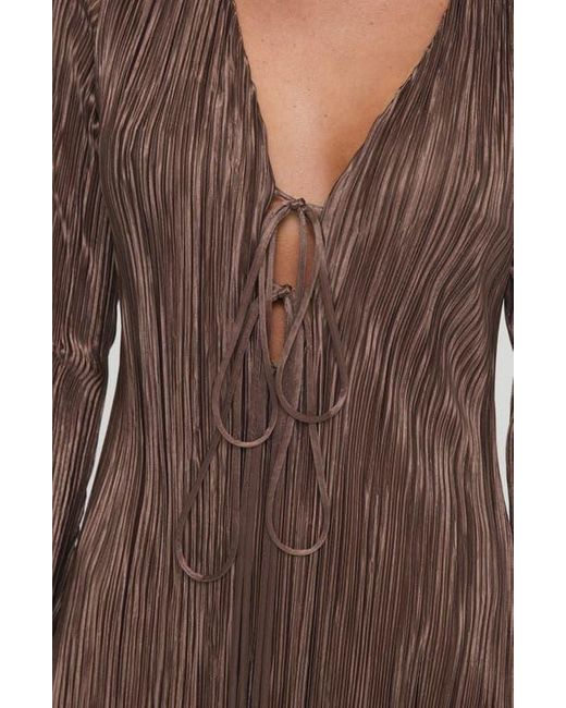 malop long sleeve mini dress Princess Polly Women's Malop Long Sleeve Pliss Minidress - Brown