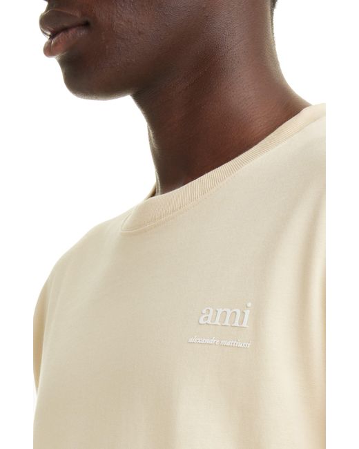AMI Natural Ami De Coeur Logo Cotton T-shirt for men