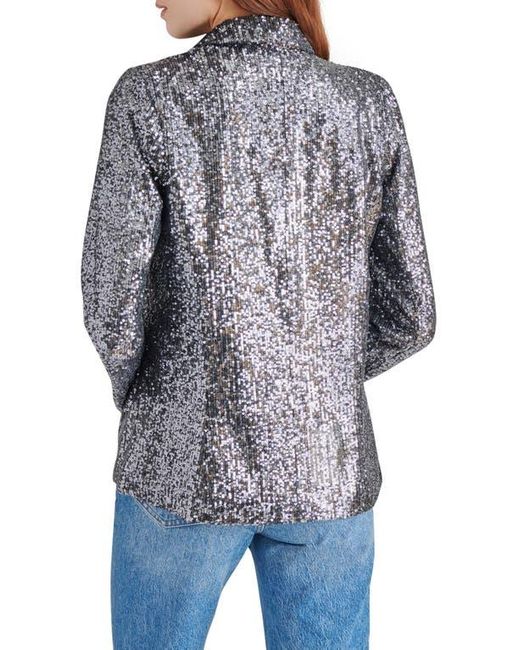 Steve Madden Blue Payton Sequin Open Front Blazer
