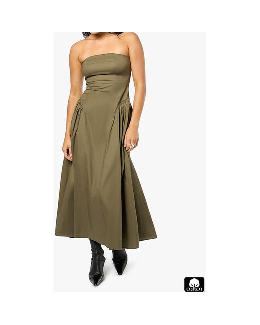we wore what strapless corset midi dress WeWoreWhat Strapless Corset Ruched Dress in Black