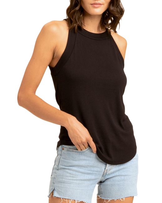 Threads For Thought Black Maresia Feather Ribbed Tank