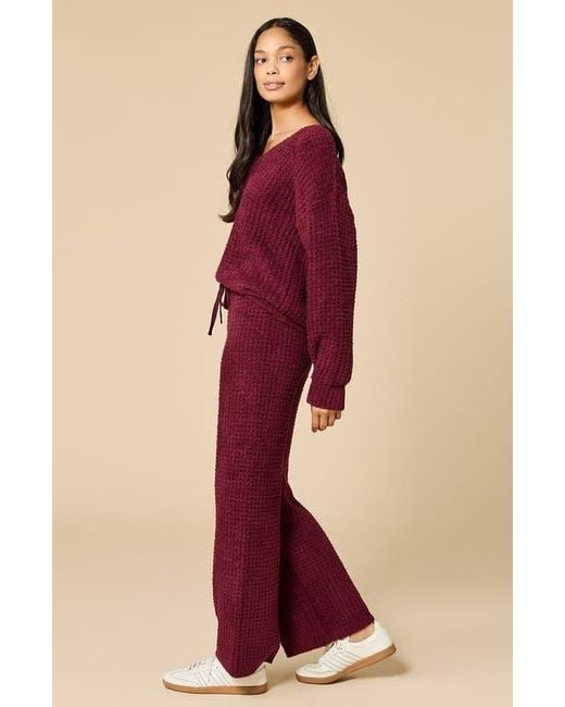 Softies Red Waffle Marshmallow V-Neck Lounge Set