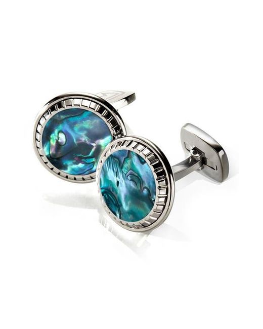 M-clip Blue Abalone Cuff Links for men