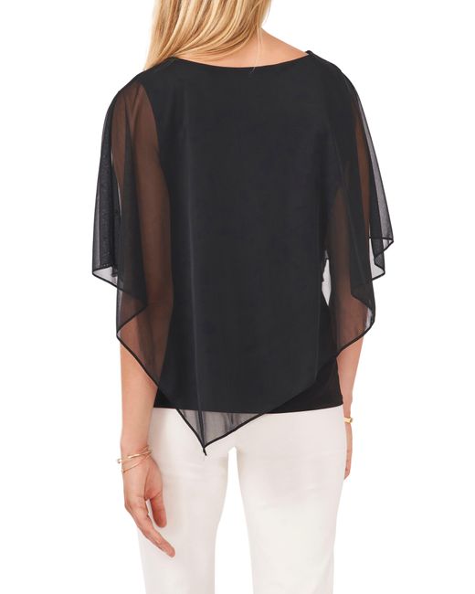 Chaus Black Beaded Overlay Jersey Top