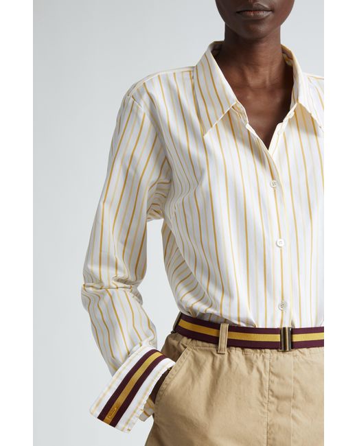 Dries Van Noten White Celina Stripe Cotton Button-up Shirt
