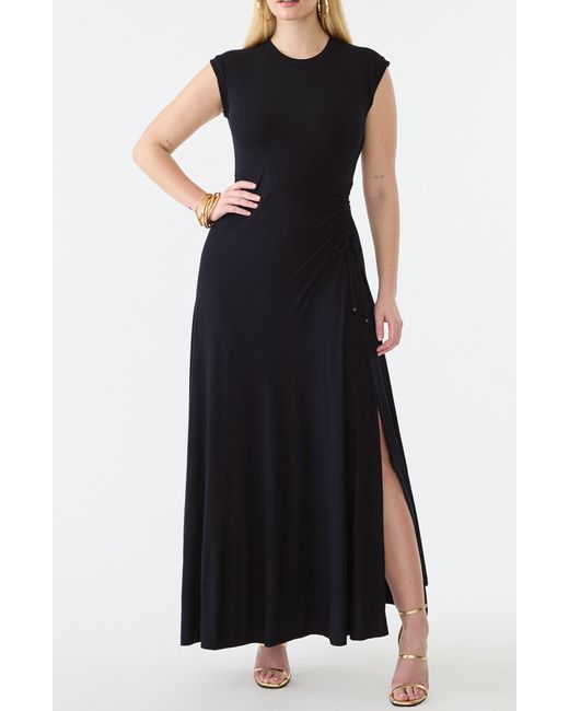 GSTQ Black Drawstring Ruched Maxi Dress