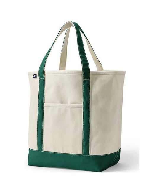 Lands' End Green Open Top Canvas Tote Bag