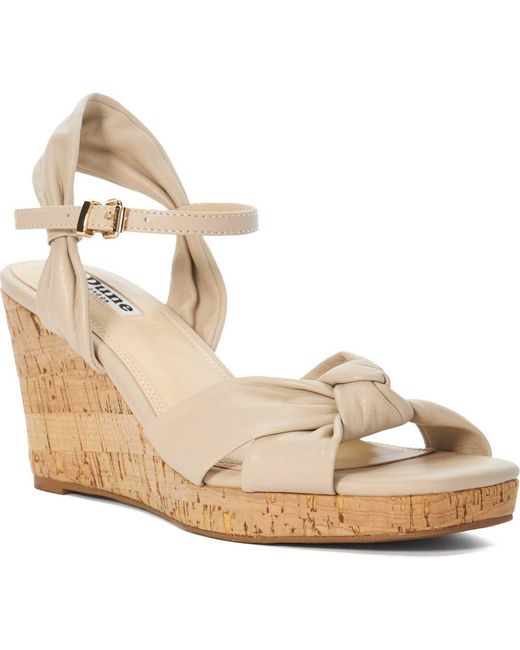 Dune Metallic Kaino Ankle Strap Platform Wedge Sandal
