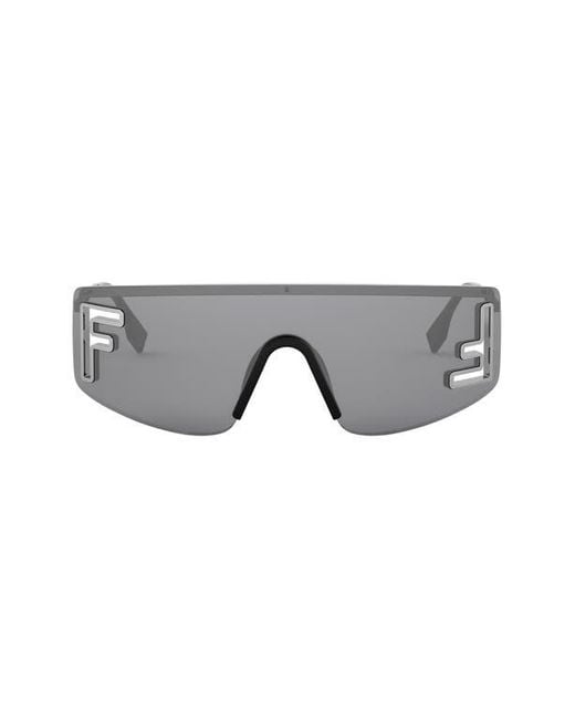 Fendi Gray Sport Rectangular Sunglasses
