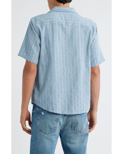 Corridor NYC Blue Basket Weave Short Sleeve Button-Up Shirt for men