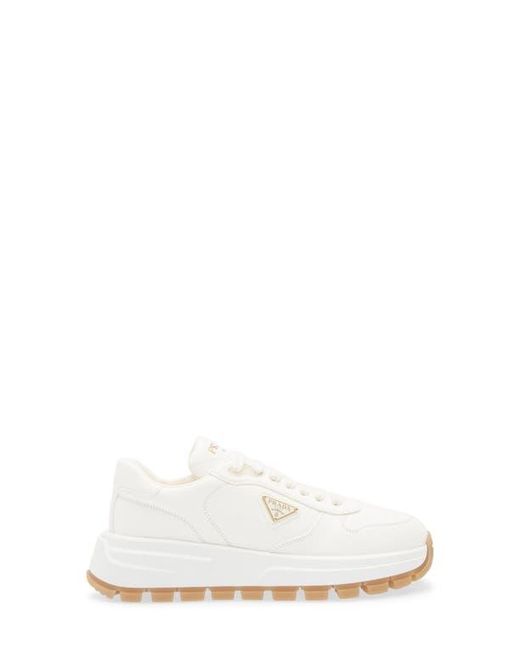 Prada White Prax Leather Sneaker