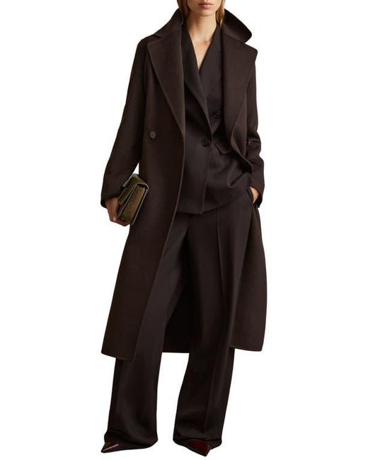 Reiss Black Lucia Belted Wool Blend Coat