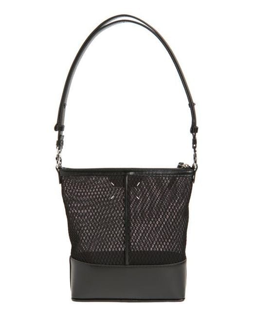 Maison Margiela Small 5Ac Mixed Media Hobo Bag in Black | Lyst