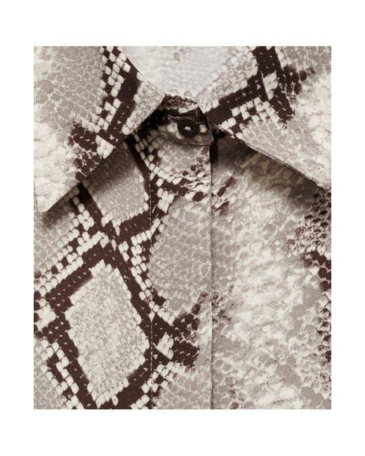 Mango Brown Snakeskin Print Button-Up Shirt