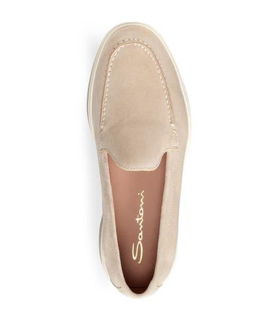 Santoni White Suede Loafer