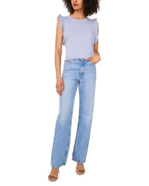 Two By Vince Camuto Blue Ruffle Eyelet Tank Top