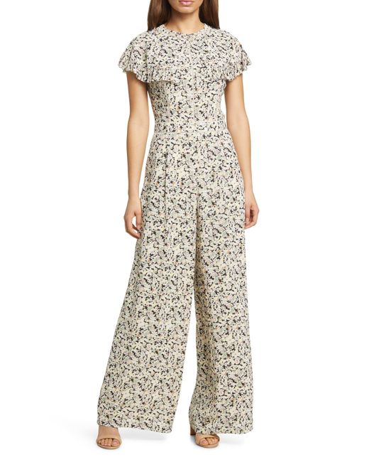 Ted Baker briggid Floral Cape Sleeve Jumpsuit Lyst