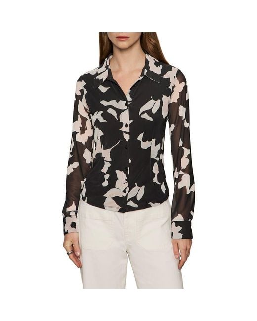 Sanctuary Black Mesh Button-Down Shirt