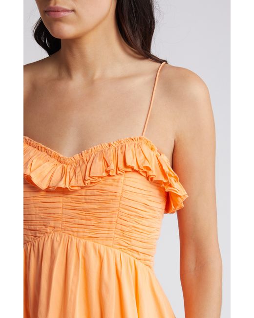 LoveShackFancy Orange Linny Ruffle Cotton Minidress