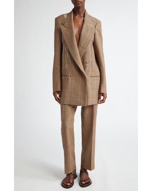 Dries Van Noten Brown Blink Gingham Crystal Fringe Wool Blazer