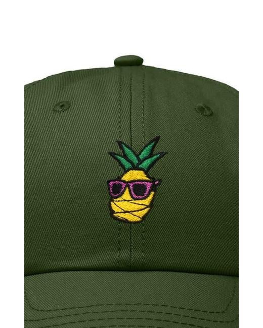 Alix Green Pineapple Embroidered Dad Hat for men