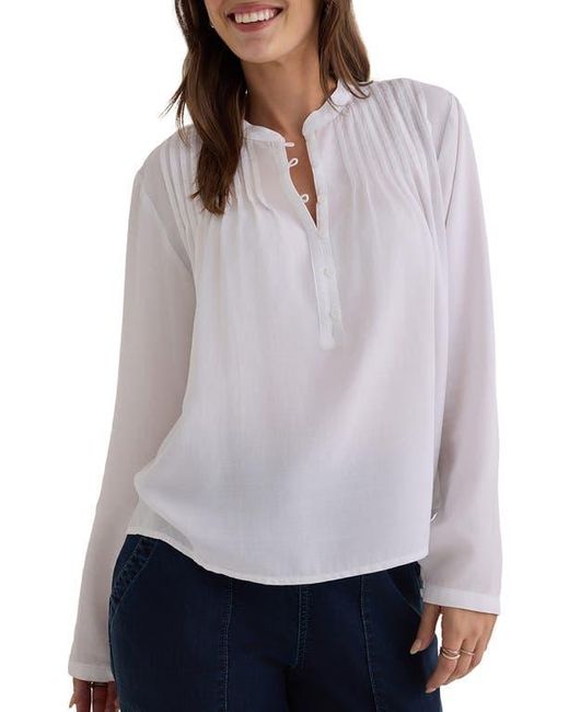 Bella Dahl White Pintuck Popover Chiffon Top