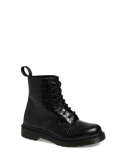 Dr. Martens Black 1460 Croc Embossed Combat Boot