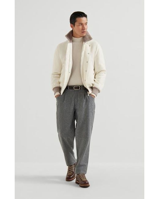 Brunello Cucinelli Gray Virgin Wool Flannel Trousers for men