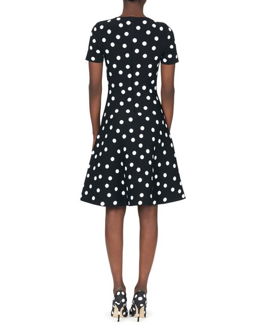 Carolina Herrera Black Polka Dot Knit Fit & Flare Dress