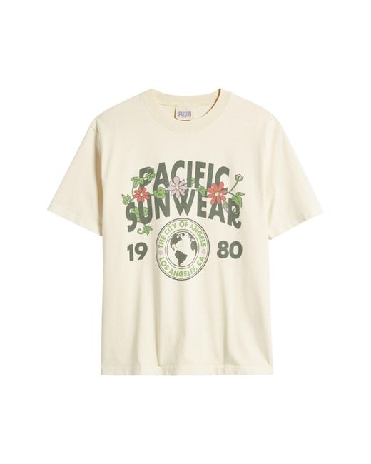 PacSun Natural Floral Crest Cotton Graphic T-shirt for men