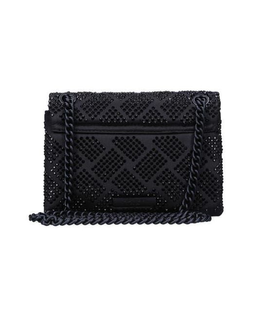 Kurt Geiger Black Mini Kensington Embellished Fabric Convertible Crossbody Bag
