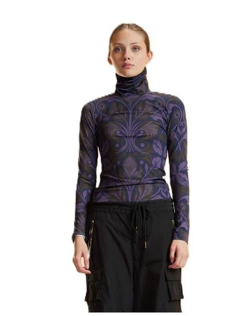 Cynthia Rowley Blue Turtle Neck Lycra Top