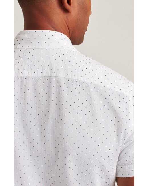 Bonobos White Riviera Slim Fit Dot Short Sleeve Button-up Shirt for men