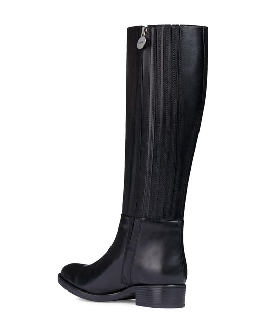 Geox Felicity Leather Knee High Boot in Black | Lyst