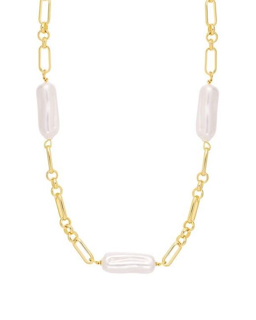 ATHRA LUXE White Faux Pearl Paper Clip Chain Necklace