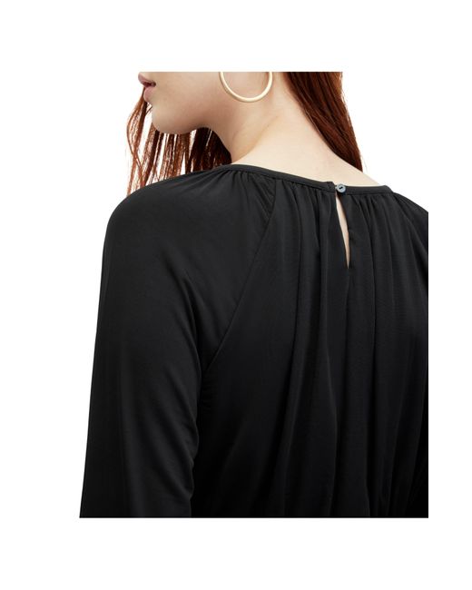 AllSaints Black Casandra Long Sleeve Crop Top