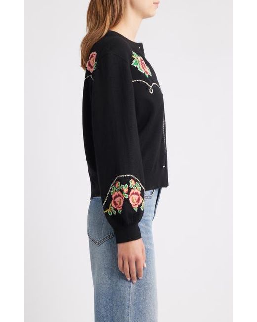 The Great Black Heirloom Rose Cotton & Wool Cardigan