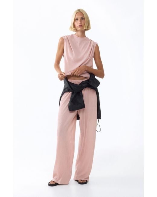H&M Pink Crinkled Drawstring Pants