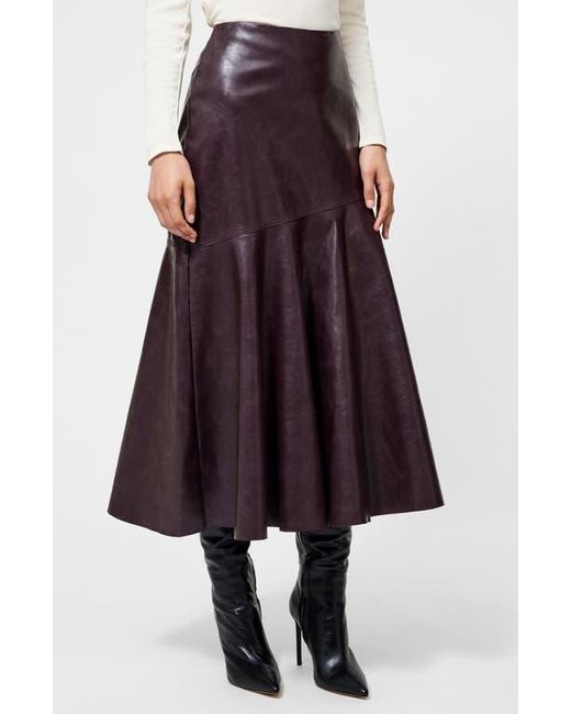 French Connection Red Kayleigh Pleated Faux Leather Midi Skirt