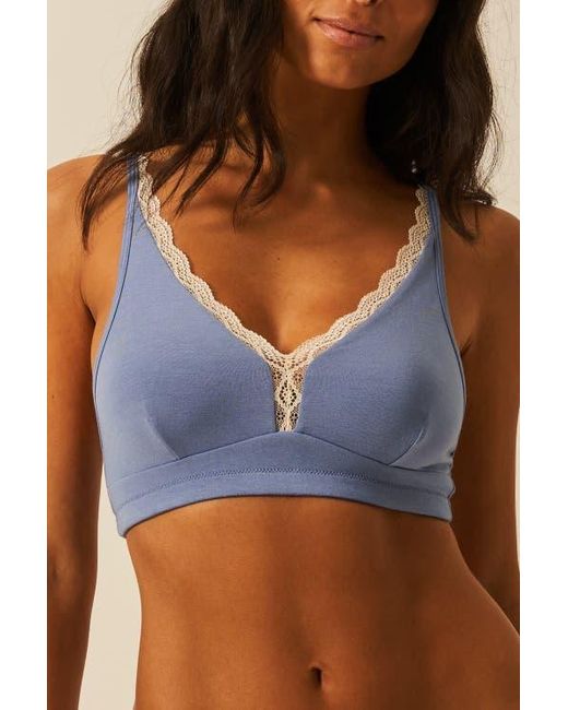 Stripe & Stare Blue The Lace Plunge & High Rise Knicker Set
