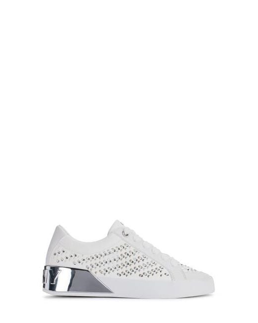 DKNY White Maben Rhinestone Sneaker