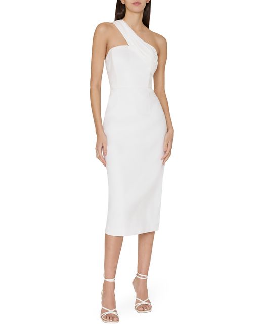 MILLY White One-shoulder Linen Blend Sheath Dress