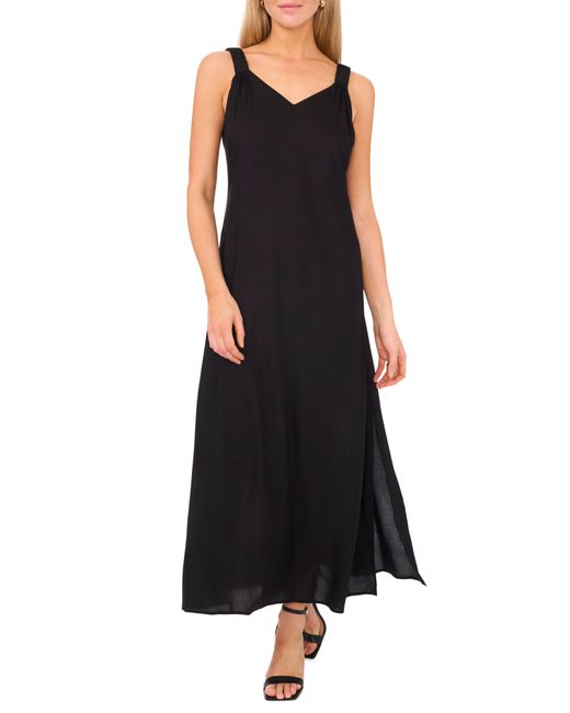 Halogen® Black Halogen(r) Scrunched Strap Sleeveless Maxi Dress