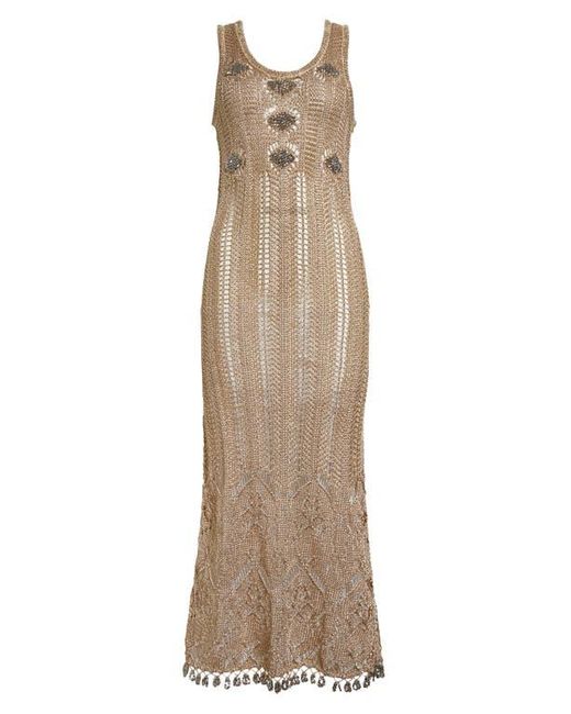 Rabanne Natural Openwork Tank Sweater Dress