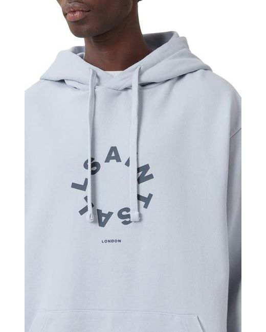 AllSaints Gray Tierra Logo Graphic Hoodie for men