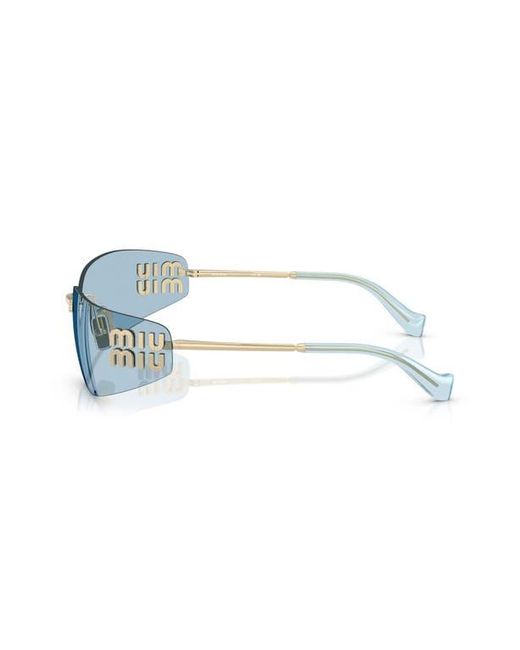 Miu Miu Blue 75Mm Oversize Rectangular Wrap Sunglasses