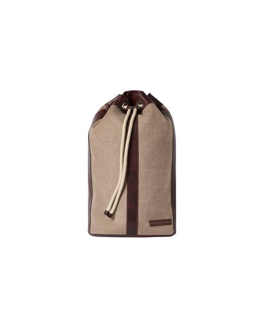 Brunello Cucinelli Brown Water-Resistant Drawstring Backpack for men