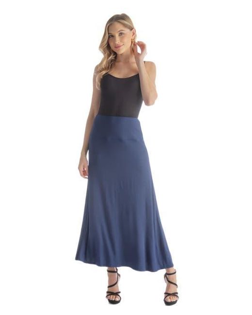24seven Comfort Apparel Blue Elastic Waist Maxi Skirt